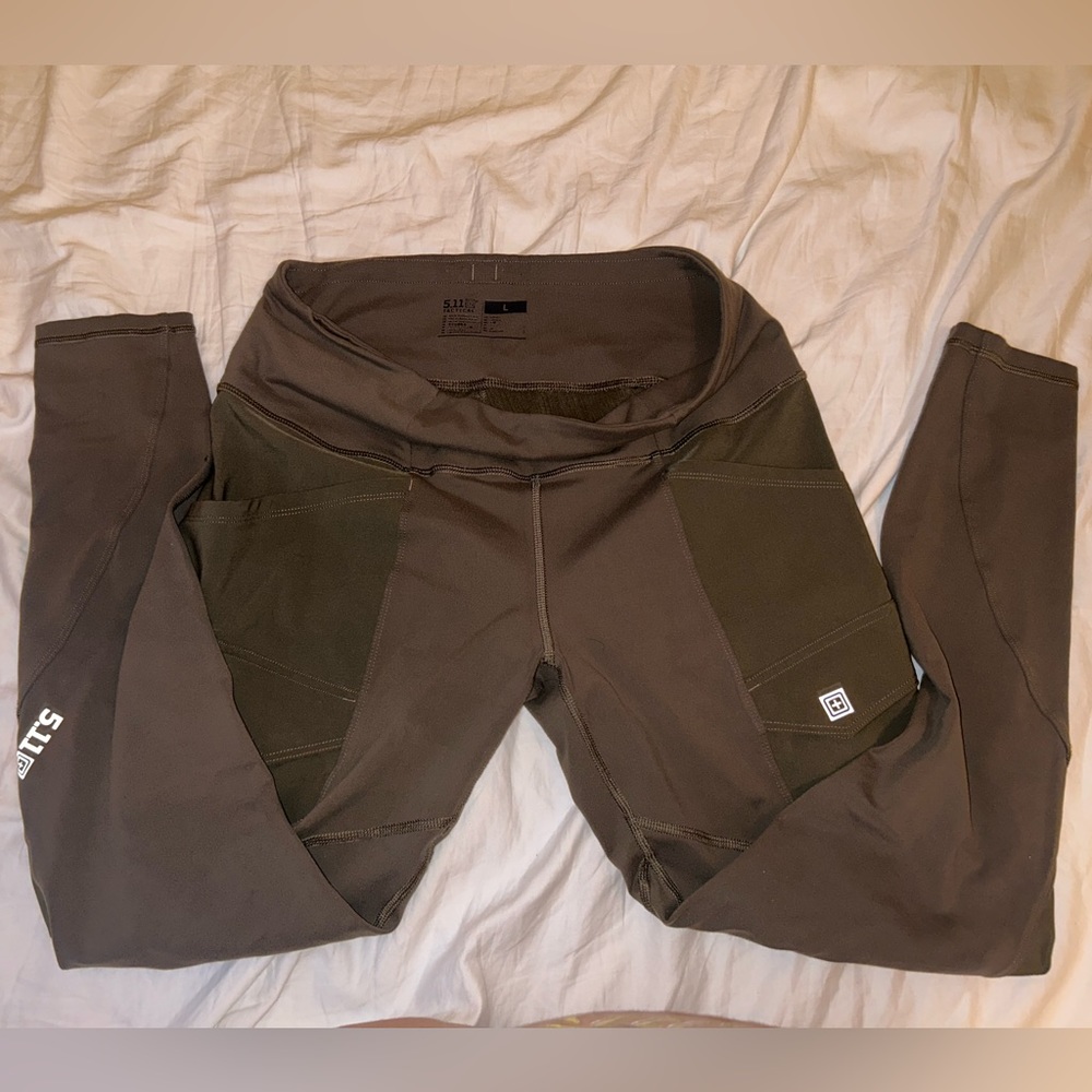 5.11 Tactical Women’s Olive Leggings with Side Pockets